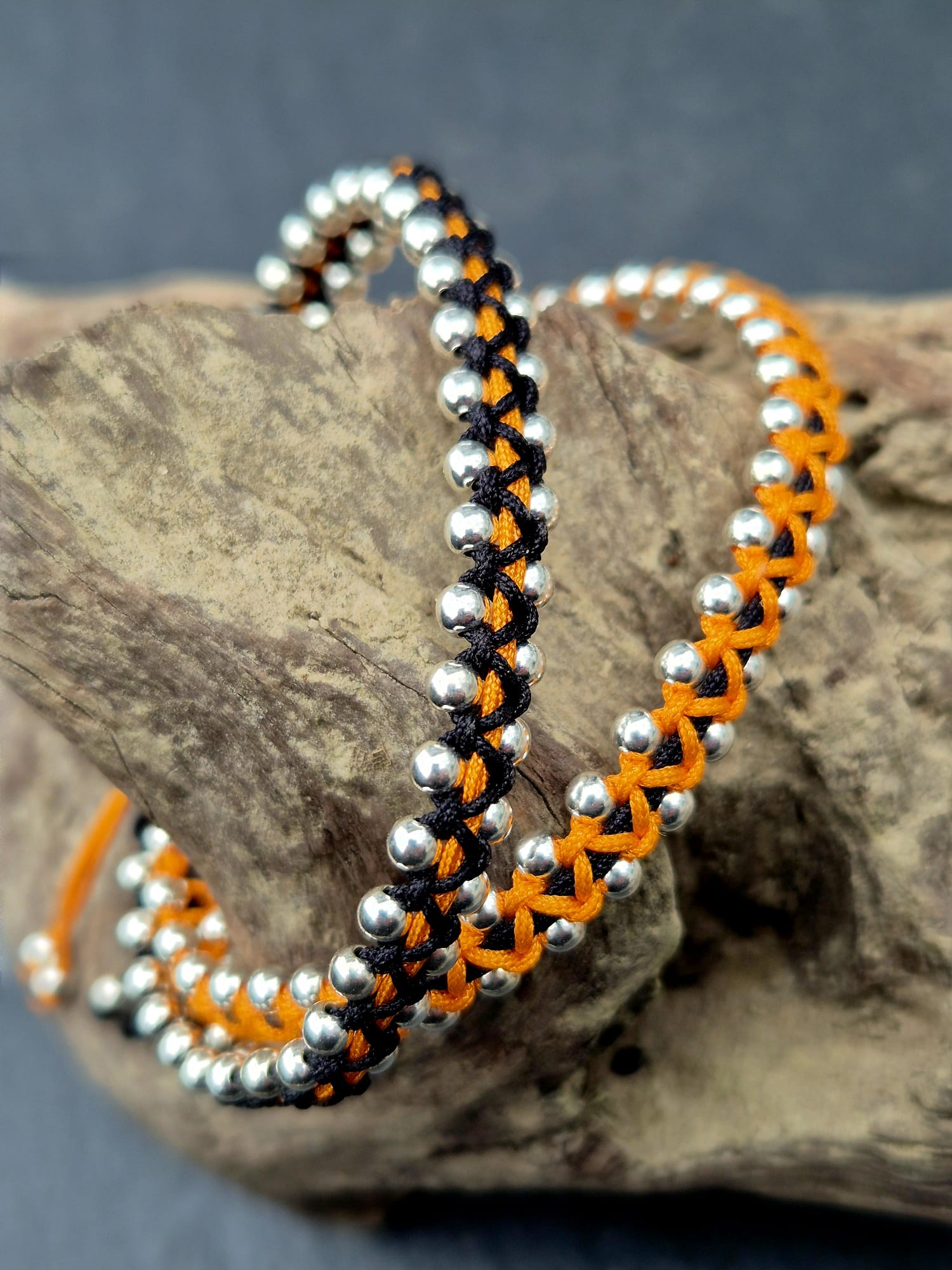 Makramee-Armbänder mit Kugeln, 925 Silber
