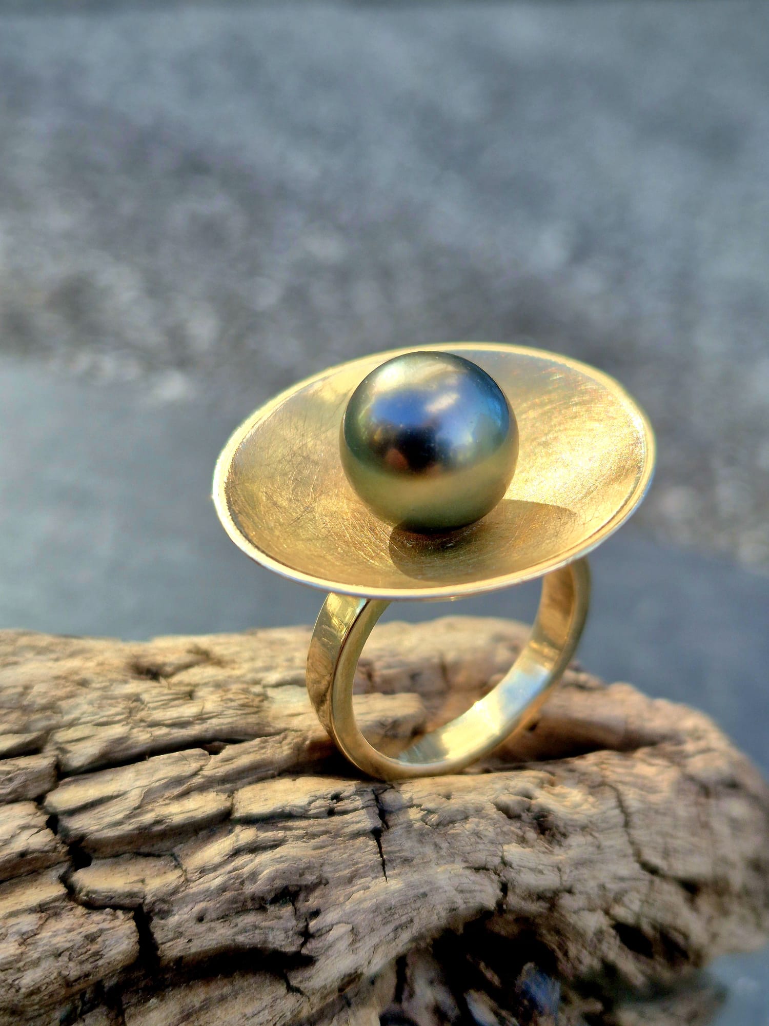Ring mit Tahiti-Perle, 585 Gelbgold